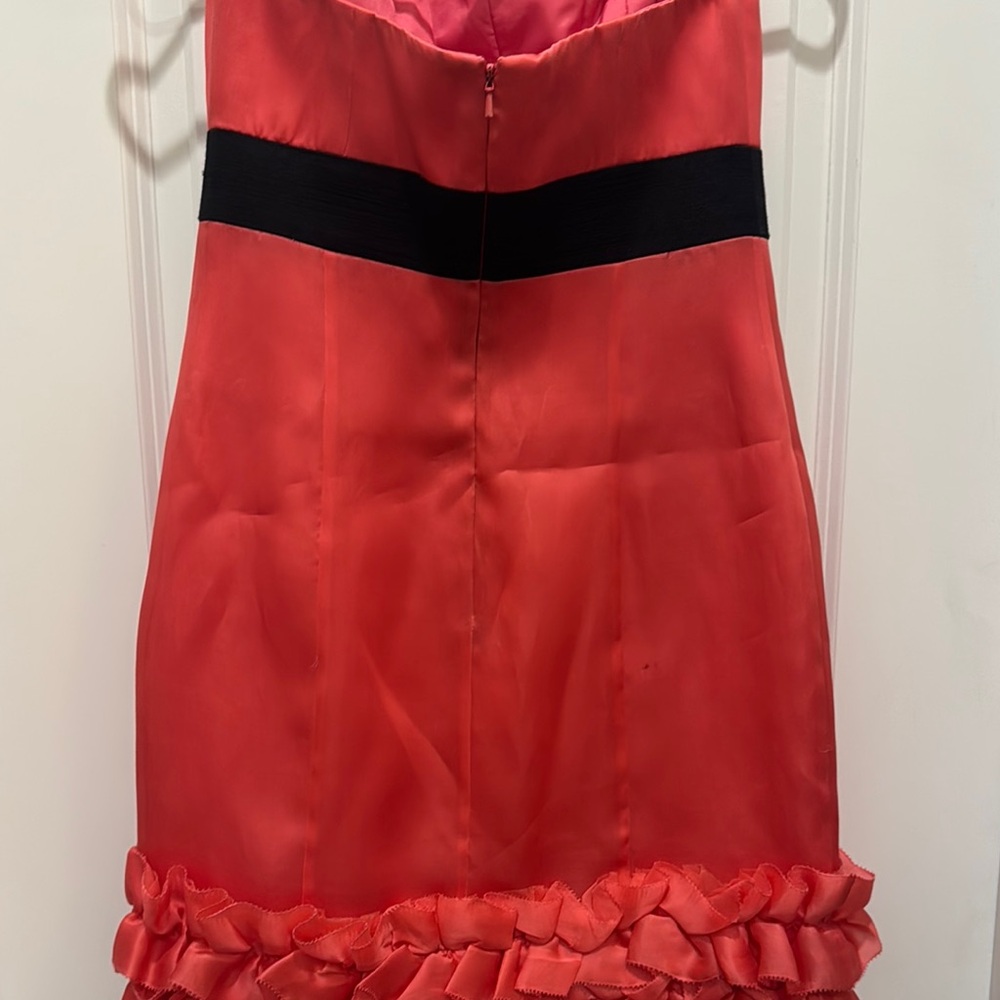 Phoebe Couture Size 2 Pink and Black Ruffled Strapless Mini Dress - Picture 12 of 16
